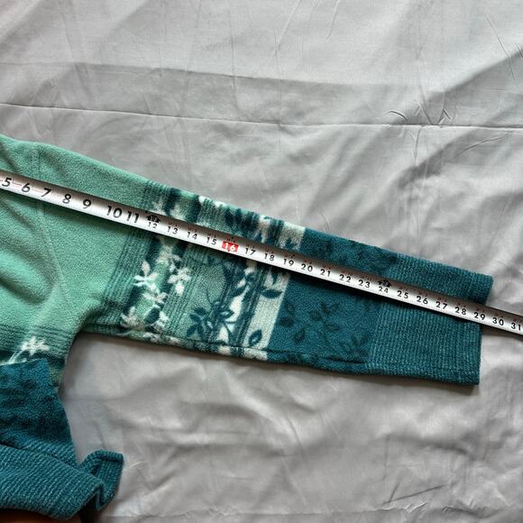 Vintage R&R Sport Green Ombre, Vine Design, Quarter Zip Up, Fleece Sweater- M - Picture 6 of 7